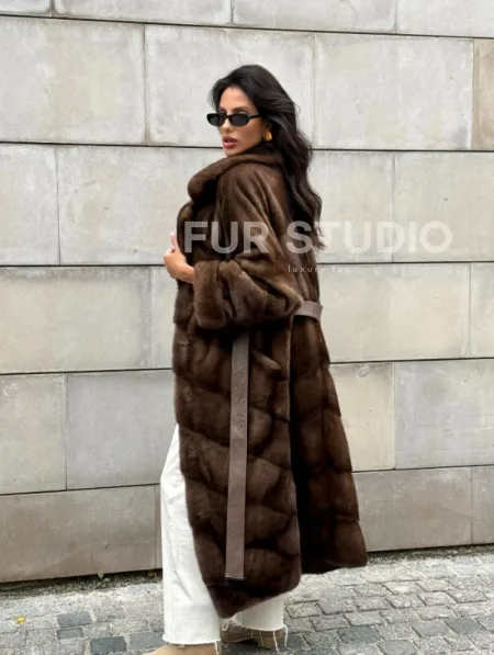 Кимоно шуба английский воротник - цвет соболь - фото 10