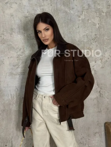 Дубленка - бомбер на молнии из овчины MERINO - фото 8