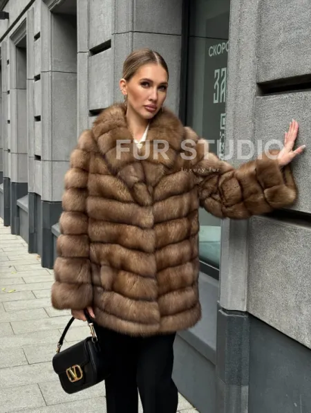 Шуба из куницы с воротником шаль - фото 16