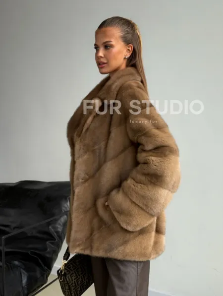 Норковый полушубок - английский воротник - фото 9