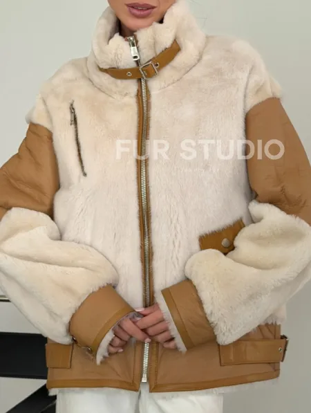 Комбинированная дубленка из норки и овчины - фото 1