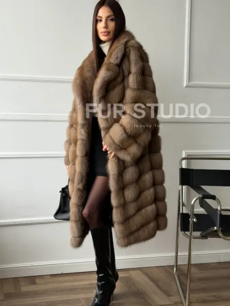 Шуба из куницы - английский воротник - фото 7