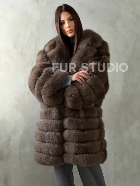Шуба из песца под соболь - английский воротник - фото 9