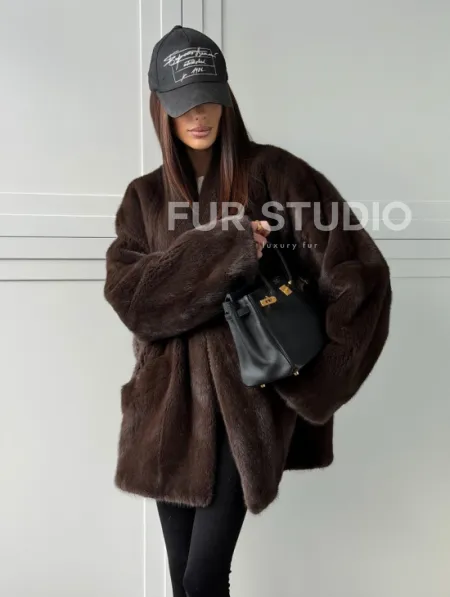 Куртка из норки с V - образным воротом - фото 9