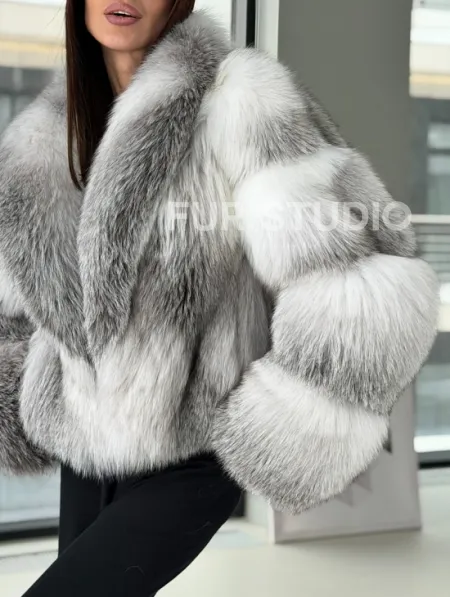 Шуба из меха арктической лисы - белая - фото 1