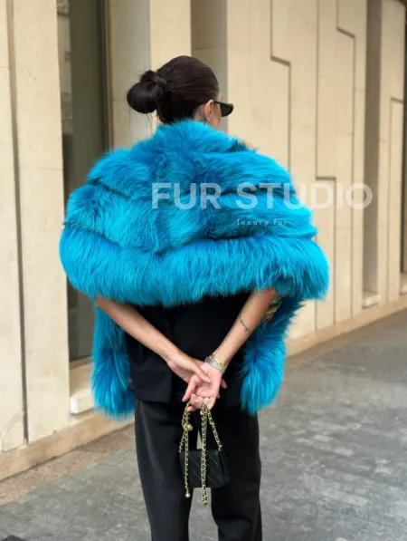 Накидка женская из меха чернобурки - Тиффани - фото 3