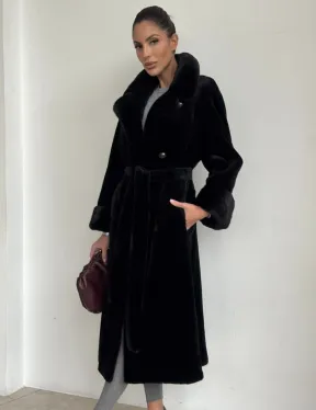 Элитная шуба из меха стриженой черной норки - фото 0