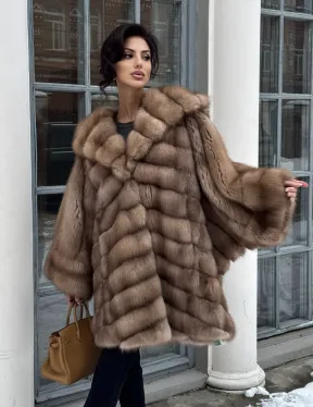 Шуба из меха куницы «летучая мышь» - фото 10