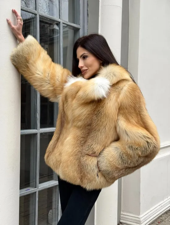 Полушубок из меха альпийской лисы Premium Golden Fox - фото 8