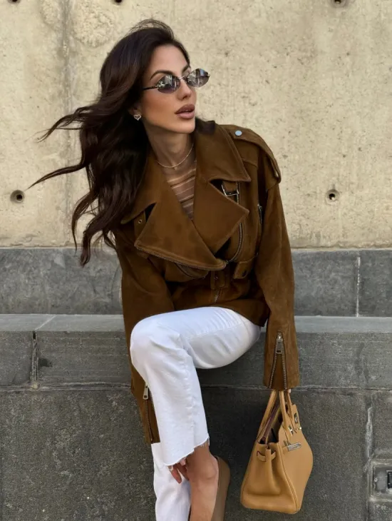 Косуха из натуральной замши под пояс 