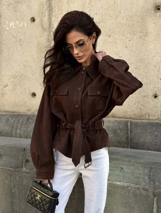 Женская куртка - рубашка из замши - фото 8