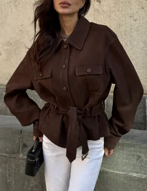 Женская куртка - рубашка из замши - фото 2