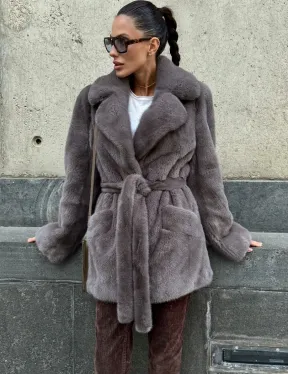 Норковая шуба лавандового цвета - VELVET - фото 2