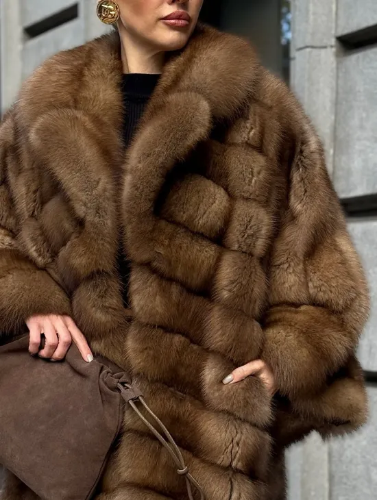 Шуба из куницы оверсайз - фото 1