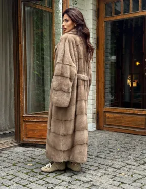 Длинная норковая шуба - цвет пастель - фото 8