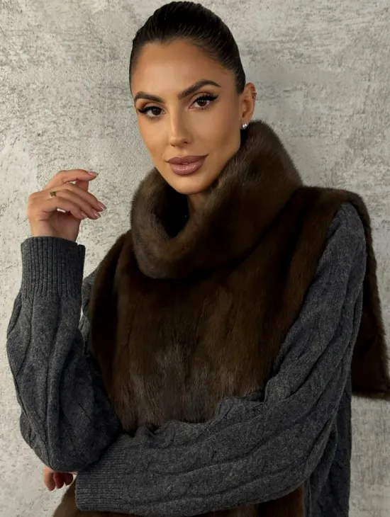 Манишка норковая - цвет соболь - фото 4