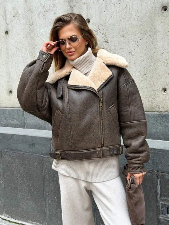 Дубленка - пилот женская - фото 8