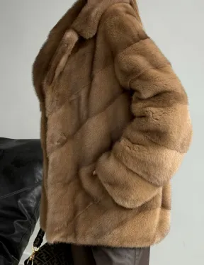 Норковый полушубок - английский воротник - фото 3