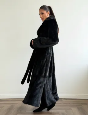 Черная шуба из меха норки - классический стиль - фото 0