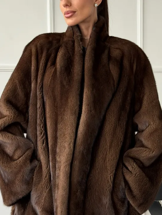 Норка жакет орех V-образный ворот - фото 2