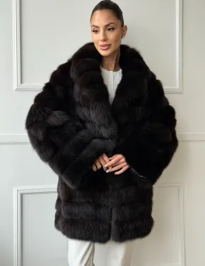 Шуба из куницы английский воротник - фото 0