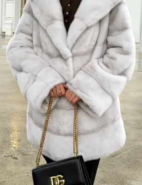 Белая норковая шуба с капюшоном - автоледи - фото 2