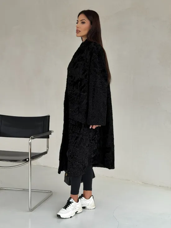 Черная шуба из каракуля - фото 9