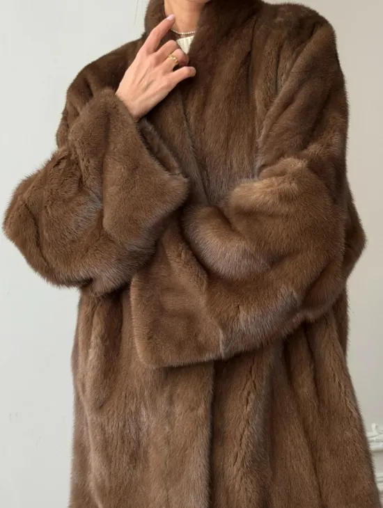 Полушубок из норки - цвет соболь - фото 2