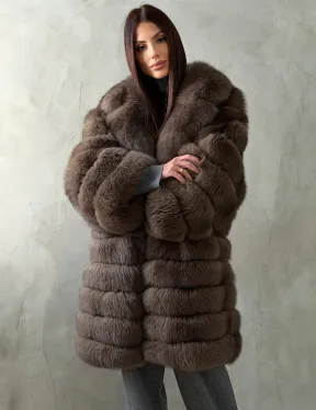 Шуба из песца под соболь - английский воротник - фото 9