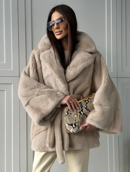 Зимняя норковая шуба фасона «летучая мышь» - фото 10