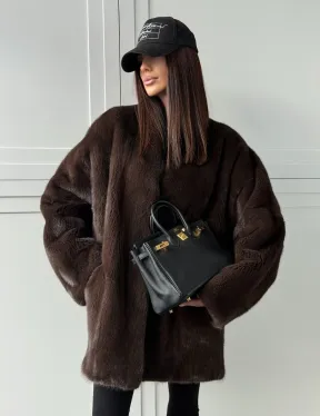 Куртка из норки с V - образным воротом - фото 10