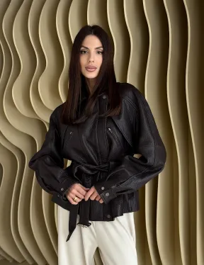 Коричневая кожаная куртка «Тренд - 2026» - фото 14