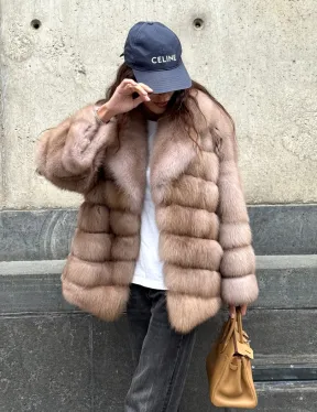 Шуба из меха куницы - цвет Tortora - фото 9