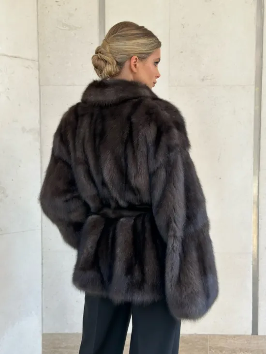 Стильный жакетик из соболя цвета dark седина 1/2 - фото 2
