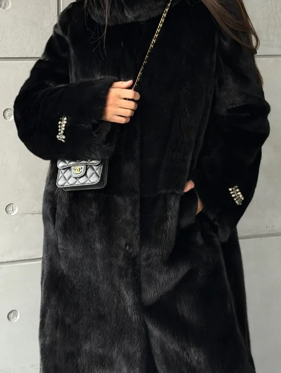 Шуба из норки Blackglama с капюшоном - фото 1
