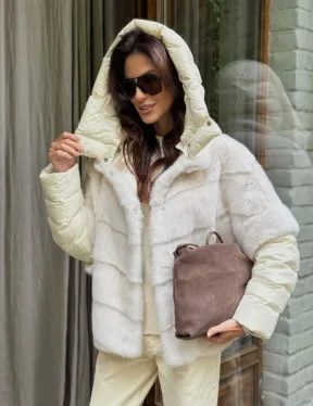 Норковый пуховик/жилет 2в1 - жемчуг - фото 9