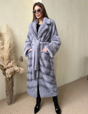 Норка паркет кимоно английский воротник NAFA - сапфир - фото 0