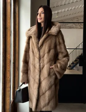 Норковая шуба с капюшоном - цвет пастель - фото 13