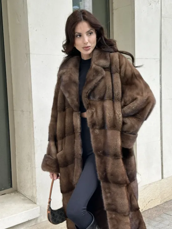 Норковая шуба NAFA соболиного натурального цвета - фото 2
