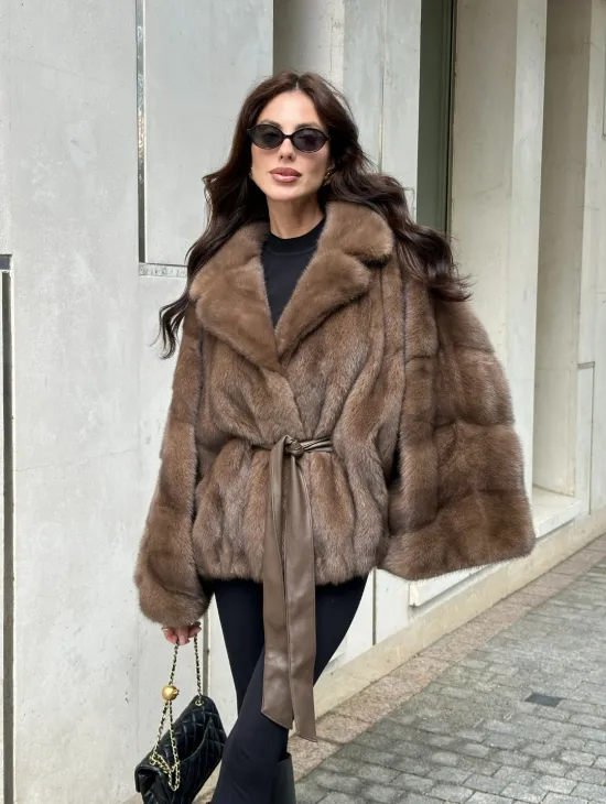 Шуба норковая автоледи - цвет соболь - фото 2