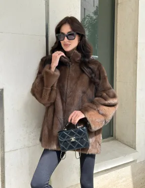 Норковая шуба в коричневом оттенке - Соболь - фото 8